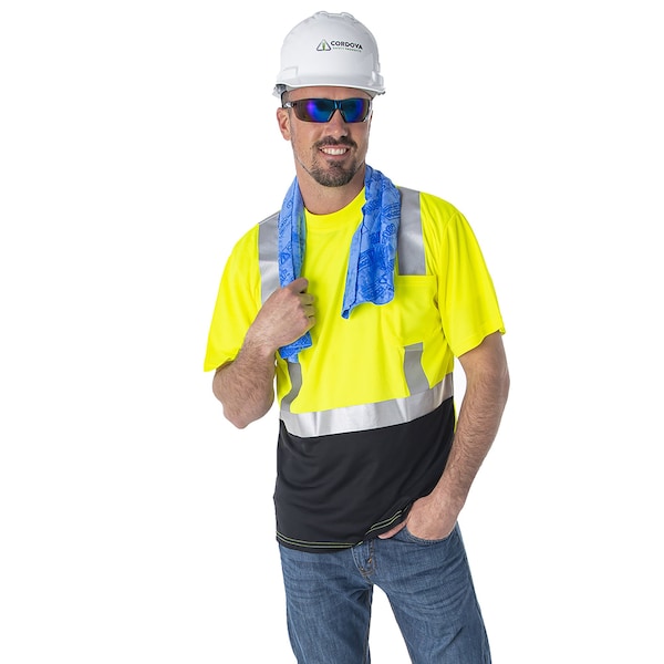 Cordova COR-BRITE Short Sleeve Shirt, Lime, 2in Silver Reflective Tape, L V451-L - main